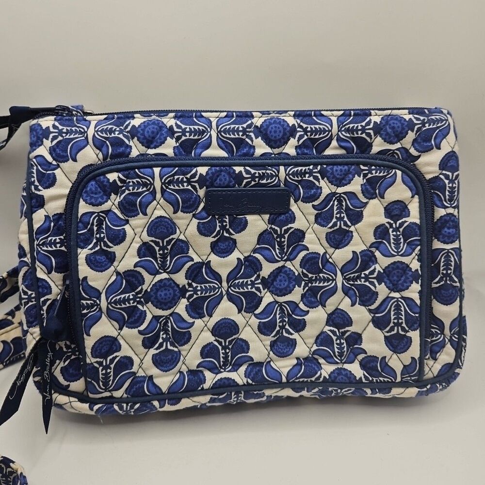 Vera Bradley Blue/White Quilted Crossbody Wallet Purse Bag